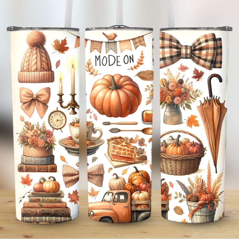 Autumn Fall Pumpkin Bows Tumbler